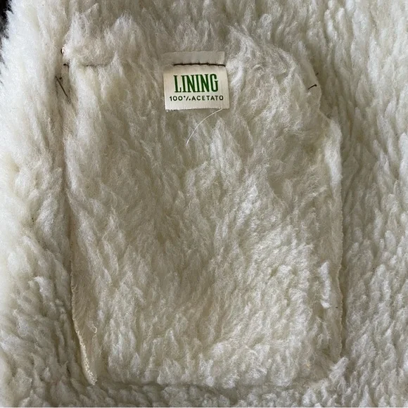 Vintage Caramel Brown Suede Leather Vest Cream Sherpa Lining Large Western - Picture 7 of 11